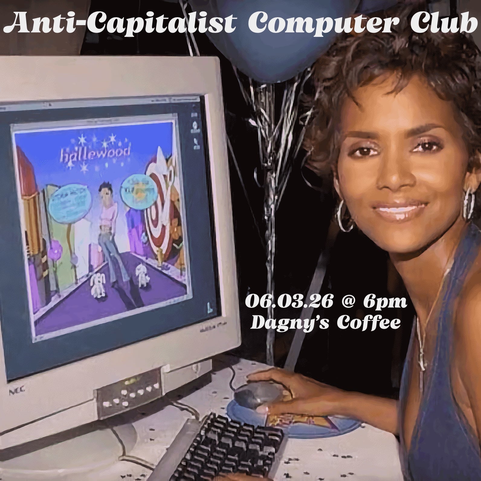 A promotional image for June 2026&rsquo;s meeting at Dagny&rsquo;s, featuring Halle Berry